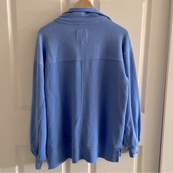 Aerie Starry Skies Oversized V- Neck Sweatshirt Blue - Picture 8 of 8
